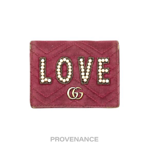 🔴 Gucci GG Marmont Card Holder Wallet - LOVE Pink Quilted